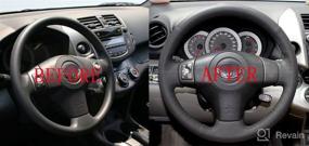 img 3 attached to Eiseng Genuine Leather Steering Wheel Cover for Toyota RAV4 2006-2012 / Toyota Yaris Sedan 2007-2011 | Hand Sewn Interior Accessories | DIY Sew | 15 inches | Black with Black Thread