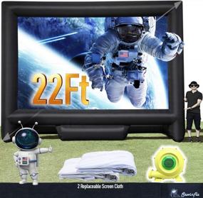 img 4 attached to 22-Foot Inflatable Outdoor And Indoor Movie Projector Screen With Blower - Front And Rear Projection, Mega Blow Up Screen For Parties, Quick And Easy Setup