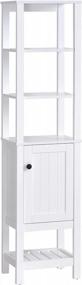 img 4 attached to White Freestanding Tall Bathroom Storage Cabinet With Tiered Shelves - HOMCOM Compact Organizer Tower