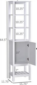 img 2 attached to Белый отдельно стоящий высокий шкаф для хранения в ванной комнате с многоуровневыми полками - HOMCOM Compact Organizer Tower
