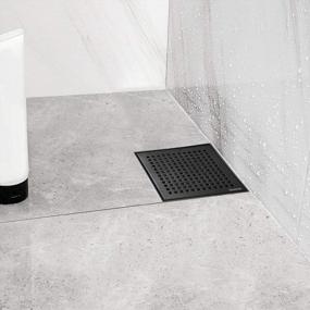 img 3 attached to 6-Inch Square Shower Drain With Quadrato Pattern Grate - Brushed 304 Stainless Steel, Watermark&CUPC Certified, Black | Neodrain