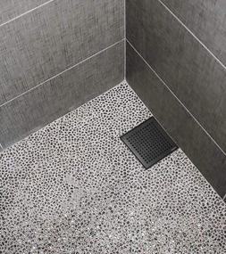 img 2 attached to 6-Inch Square Shower Drain With Quadrato Pattern Grate - Brushed 304 Stainless Steel, Watermark&CUPC Certified, Black | Neodrain