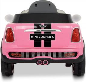 img 3 attached to Rollplay Mini Cooper S 6V Electric Car For Kids Featuring Realistic Engine And Horn Noises With Working LED Headlights, Folding Mirrors, And A Top Speed Of 2.5 MPH, Pink