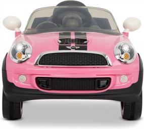 img 4 attached to Rollplay Mini Cooper S 6V Electric Car For Kids Featuring Realistic Engine And Horn Noises With Working LED Headlights, Folding Mirrors, And A Top Speed Of 2.5 MPH, Pink