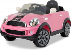 img 2 attached to Rollplay Mini Cooper S 6V Electric Car For Kids Featuring Realistic Engine And Horn Noises With Working LED Headlights, Folding Mirrors, And A Top Speed Of 2.5 MPH, Pink
