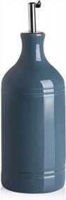 img 4 attached to Защитите свои масла с помощью фарфоровой бутылки-дозатора для оливкового масла SWEEJAR - непрозрачная масляная горшочка для хранения масла, уксуса, соевого соуса и других жидкостей, 15,5 унций (туманно-синий)