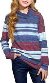 img 4 attached to 👚 Girls' Clothing: BLENCOT Turtleneck Striped Baselayer Undershirt - Tops, Tees & Blouses