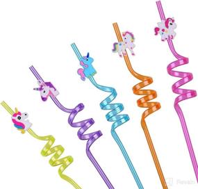 img 2 attached to Reusable Unicorn Straws - 26 Pcs Birthday Party Favors for Girls, Including 20 Straws & 6 Temporary Tattoos