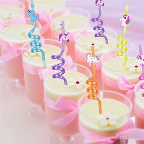 img 1 attached to Reusable Unicorn Straws - 26 Pcs Birthday Party Favors for Girls, Including 20 Straws & 6 Temporary Tattoos