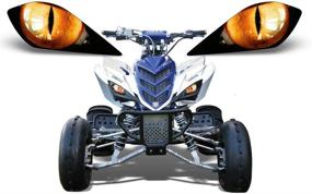 img 2 attached to AMR Racing ATV Headlight Eye Graphics Decal Cover for Yamaha Raptor 700/250/350 - Eclipse Orange