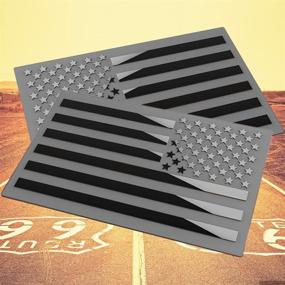 img 4 attached to 🚗 Enhance Your Ride with 3D Metal American Flag Emblem Decal, Matte Black - Perfect for Car, Truck, or SUV (1 Pair)