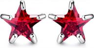 gulicx silver tone charming star garnet color wedding stud earrings logo