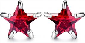 img 4 attached to GULICX Silver Tone Charming Star Garnet Color Wedding Stud Earrings