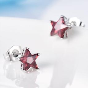 img 2 attached to GULICX Silver Tone Charming Star Garnet Color Wedding Stud Earrings