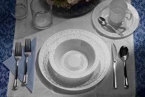 img 2 attached to Upscale 200 Piece Disposable Plastic Plates And Cutlery Set Featuring 40 Silver Leaf Trim Dinner Plates, 40 Silver Dessert Plates And 40 Glossy Silver Plastic Forks, Knives And Spoons
