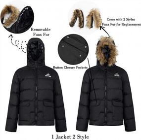 img 2 attached to Mens Puffer Jacket Winter Warm Heavyweight Waterproof Down Coat Faux Fur