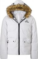 mens puffer jacket winter warm heavyweight waterproof down coat faux fur logo