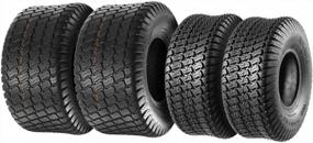 img 4 attached to MaxAuto Set Of 4 Lawn Mower Turf Tires 15X6-6 Front & 18X9.5-8 Rear Tractor Riding, 4PR, Tubeless
