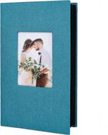 recutms linen fabric photo album, 300 4x6 horizontal pictures and memories book for family, weddings, graduations, baby albums - elegant skyblue cover logo