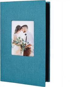 img 4 attached to RECUTMS Linen Fabric Photo Album, 300 4X6 Horizontal Pictures And Memories Book For Family, Weddings, Graduations, Baby Albums - Elegant Skyblue Cover