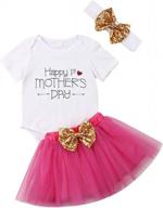 0-12m infant newborn baby girl mother's day outfit: romper bodysuit, mesh tutu skirt & headband! logo