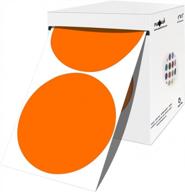 3 inch orange permanent color-code dot stickers, 500 labels per roll, round inventory coding circle dispenser box logo