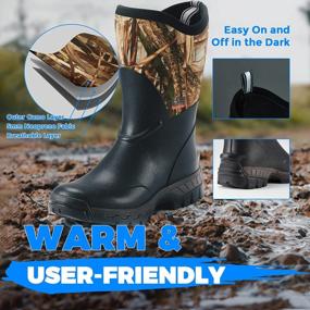 img 1 attached to Men'S Waterproof Neoprene Insulated Rubber Hunting Muck Work Rain Boots Anti Slip For Factory Farming, Gardening, Fishing & Manufacturing - Size 5-13