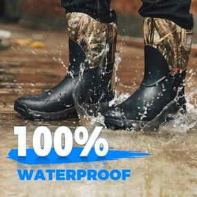 img 3 attached to Men'S Waterproof Neoprene Insulated Rubber Hunting Muck Work Rain Boots Anti Slip For Factory Farming, Gardening, Fishing & Manufacturing - Size 5-13