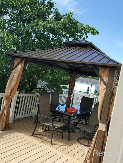 img 1 attached to 12' X 16' Hardtop Gazebo: Galvanized Steel Outdoor Canopy With Double Roof, Aluminum Frame & Netting/Curtains For Garden, Patio, Lawns & Parties review by Jason Sullivan