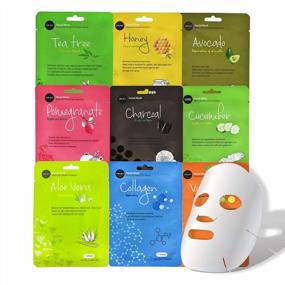 img 4 attached to Celavi Essence Facial Face Mask Paper Sheet Korea Skin Care Moisturizing 9 Pack Variety Set