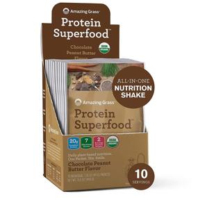 img 4 attached to Amazing Grass Protein Superfood: Vegan Protein Powder & All-in-One Nutrition Shake with Beet Root Powder and Peanut Butter - 10 Single Serve Packets