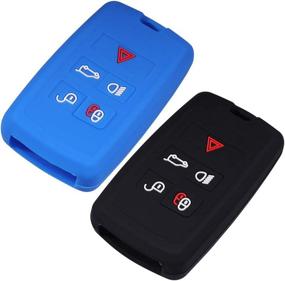 img 3 attached to 🔑 Lcyam Remote Key Fob Covers Silicone Case: Fits Land Rover Discovery, Range Rover Sport, Evoque 5 Key Fob (Black Blue)