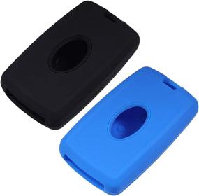 img 2 attached to 🔑 Lcyam Remote Key Fob Covers Silicone Case: Fits Land Rover Discovery, Range Rover Sport, Evoque 5 Key Fob (Black Blue)