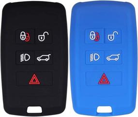 img 4 attached to 🔑 Lcyam Remote Key Fob Covers Silicone Case: Fits Land Rover Discovery, Range Rover Sport, Evoque 5 Key Fob (Black Blue)