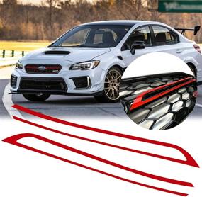 img 4 attached to 🔴 Glossy Red Vinyl Sticker JDM Style: Xotic Tech Front Grille Pinstripe Decal Overlay Wrap, Pre-Cut and Compatible with Subaru WRX STI 2018-2021