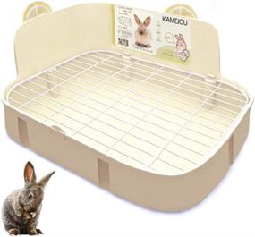 img 4 attached to Угловой лоток для мелких домашних животных - Белый туалетный ящик для кроликов с панелью из нержавеющей стали, идеально подходит для хорьков, морских свинок и кроликов - Горшок-тренажер для легкой уборки