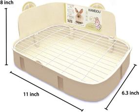 img 1 attached to Угловой лоток для мелких домашних животных - Белый туалетный ящик для кроликов с панелью из нержавеющей стали, идеально подходит для хорьков, морских свинок и кроликов - Горшок-тренажер для легкой уборки