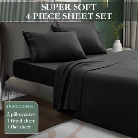 img 2 attached to Experience Ultimate Comfort With LIANLAM'S Super Soft Brushed Microfiber Twin XL Sheet Set - Wrinkle-Free, 1800 TC Luxury Bed Sheets In Deep Pockets For Maximum Breathability - Black (4-Piece Set)