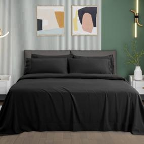 img 4 attached to Experience Ultimate Comfort With LIANLAM'S Super Soft Brushed Microfiber Twin XL Sheet Set - Wrinkle-Free, 1800 TC Luxury Bed Sheets In Deep Pockets For Maximum Breathability - Black (4-Piece Set)