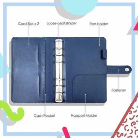 img 3 attached to A6 Refillable Binder With Clear Zipper Envelopes, Card Pockets & Pen Holder - Indigo Budget Notebook Binder