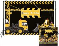 boy under construction theme birthday party backdrop baby boy toddler first birthday terrible twos builder dump trucks vehicle party banner photo background cake table decoration mural poster 6.5x5ft logo