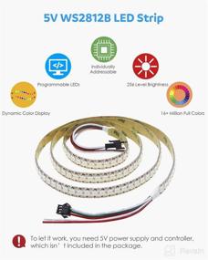 img 3 attached to 💡 WS2812B 144 Pixels RGB LED Strip - Aclorol 3.3ft White PCB, Programmable, Non-Waterproof LED Strip Lighting with Individually Addressable Dream Color LEDs at 5V