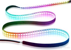 img 4 attached to 💡 WS2812B 144 Pixels RGB LED Strip - Aclorol 3.3ft White PCB, Programmable, Non-Waterproof LED Strip Lighting with Individually Addressable Dream Color LEDs at 5V