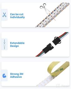 img 2 attached to 💡 WS2812B 144 Pixels RGB LED Strip - Aclorol 3.3ft White PCB, Programmable, Non-Waterproof LED Strip Lighting with Individually Addressable Dream Color LEDs at 5V