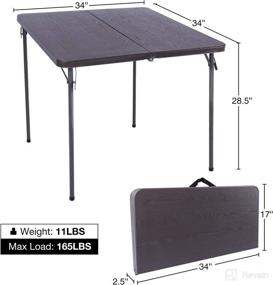 img 3 attached to 🔴 Portable & Sturdy 34" REDCAMP Square Folding Card Table with Resin Top - Ideal for Indoor/Outdoor Use, Collapsible Legs for Easy Storage - Brown