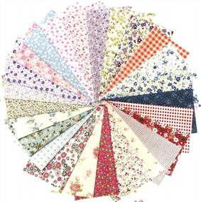 img 3 attached to 25Pcs Precut Cotton Fabric Patchwork Sheets For Quilting, Sewing & Scrapbooking - 12Inch X 12Inch Phantomon Craft Linen Squares