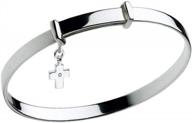 sterling silver diamond cross charm bangle bracelet for kids - perfect gift for boys and girls logo