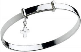 img 1 attached to Sterling Silver Diamond Cross Charm Bangle Bracelet For Kids - Perfect Gift For Boys And Girls