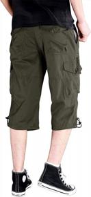 img 2 attached to Knee-Length Cargo Shorts For Men, Featuring 7 Pockets, Perfect For Casual Summer Or Urban Work In Khaki By CRYSULLY