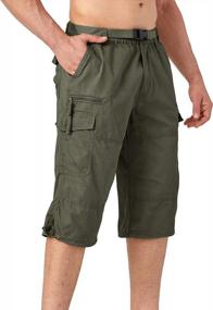 img 3 attached to Knee-Length Cargo Shorts For Men, Featuring 7 Pockets, Perfect For Casual Summer Or Urban Work In Khaki By CRYSULLY